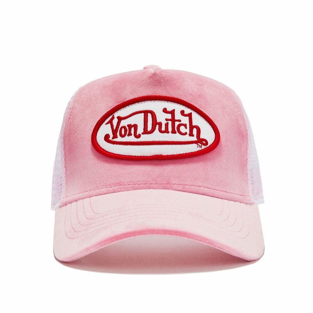 Von Dutch Women's Trucker Hat Pink/White Mesh Back Adjustable Logo One Size NWOT
